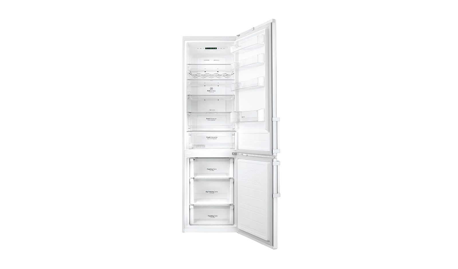 LG Hrubý objem 375 l | 178 kWh/rok | LG Lineární invertorový kompresor | LG Total No Frost | Multi-Air Flow™ | NatureFRESH | Vnitřní LED displej | Smart Diagnosis™, GBB60SWGFE