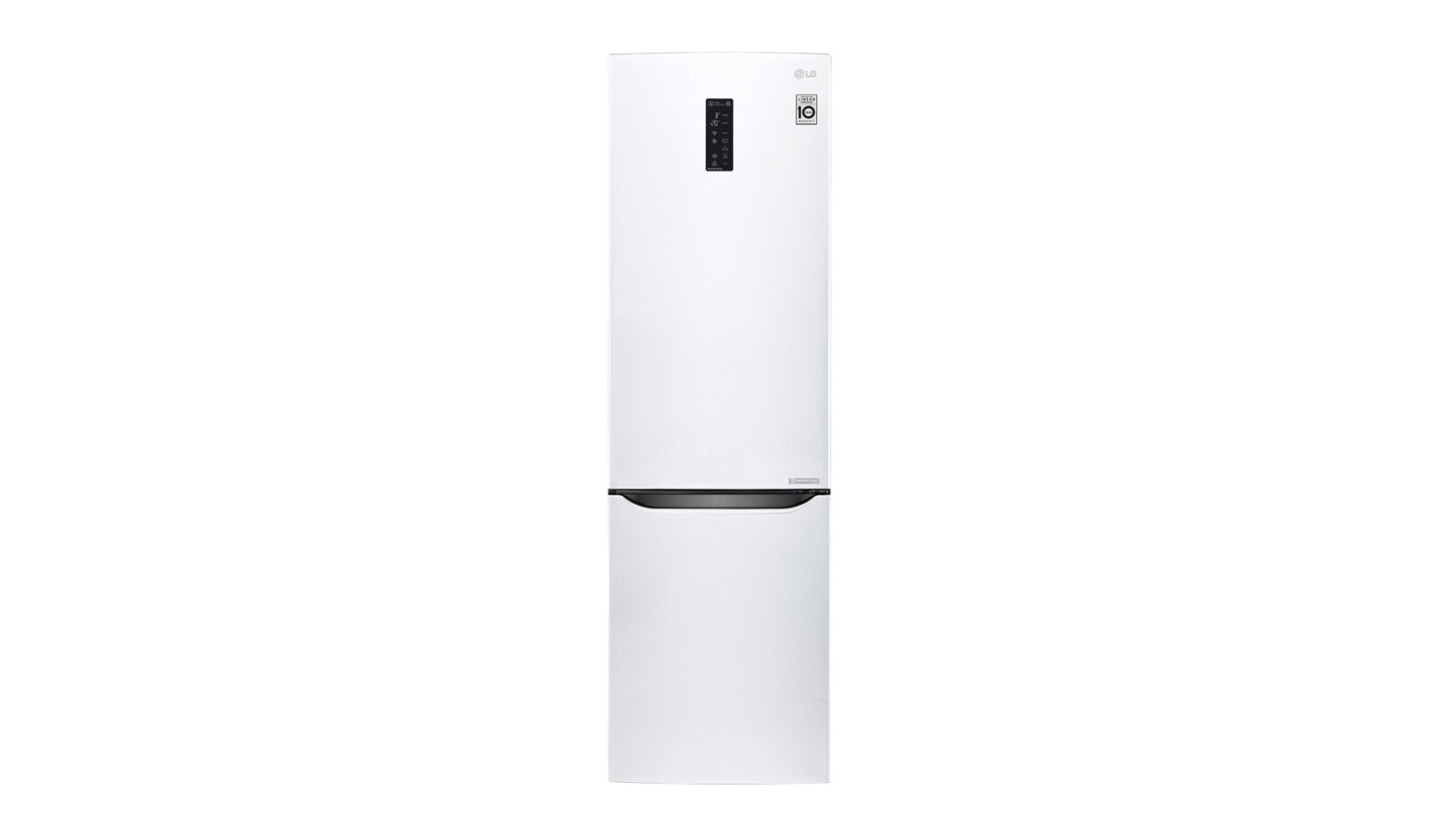 Čelní pohled na Hrubý objem 375 l | 178 kWh/rok | LG Lineární invertorový kompresor | LG Total No Frost | Multi-Air Flow™ | NatureFRESH | Vnější LED displej | ThinQ™ &#43; WiFi GBB60SWMFS