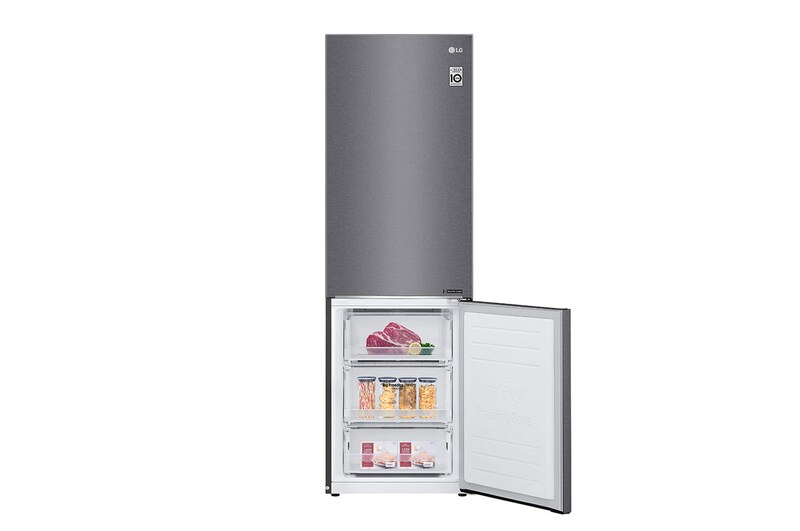 LG Kombinovaná chladnička LG | E | Hrubý objem 374 l | 267 kWh/rok | Smart invertorový kompresor | Total No Frost | DoorCooling+™ | Vnitřní LED displej | Smart Diagnosis™, GBB61DSJMN