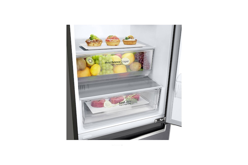 LG Kombinovaná chladnička LG | E | Hrubý objem 374 l | 267 kWh/rok | Smart invertorový kompresor | Total No Frost | DoorCooling+™ | Vnitřní LED displej | Smart Diagnosis™, GBB61DSJMN