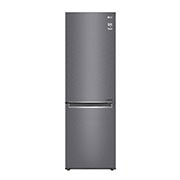 Čelní pohled na E | Hrubý objem 374 l | 254 kWh/rok | LG Lineární invertorový kompresor | LG Total No Frost | DoorCooling&#43;™ | Vnitřní LED displej | Smart Diagnosis™ GBB61DSJZN