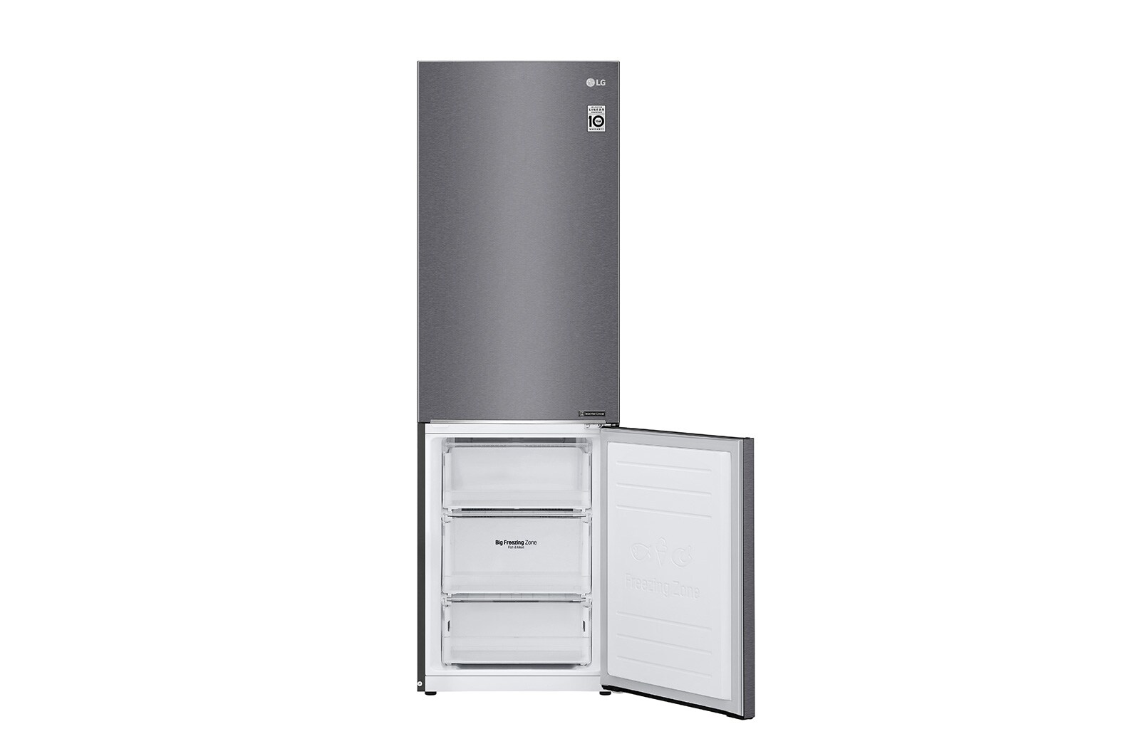 LG E | Hrubý objem 374 l | 254 kWh/rok | LG Lineární invertorový kompresor | LG Total No Frost | DoorCooling+™ | Vnitřní LED displej | Smart Diagnosis™, GBB61DSJZN