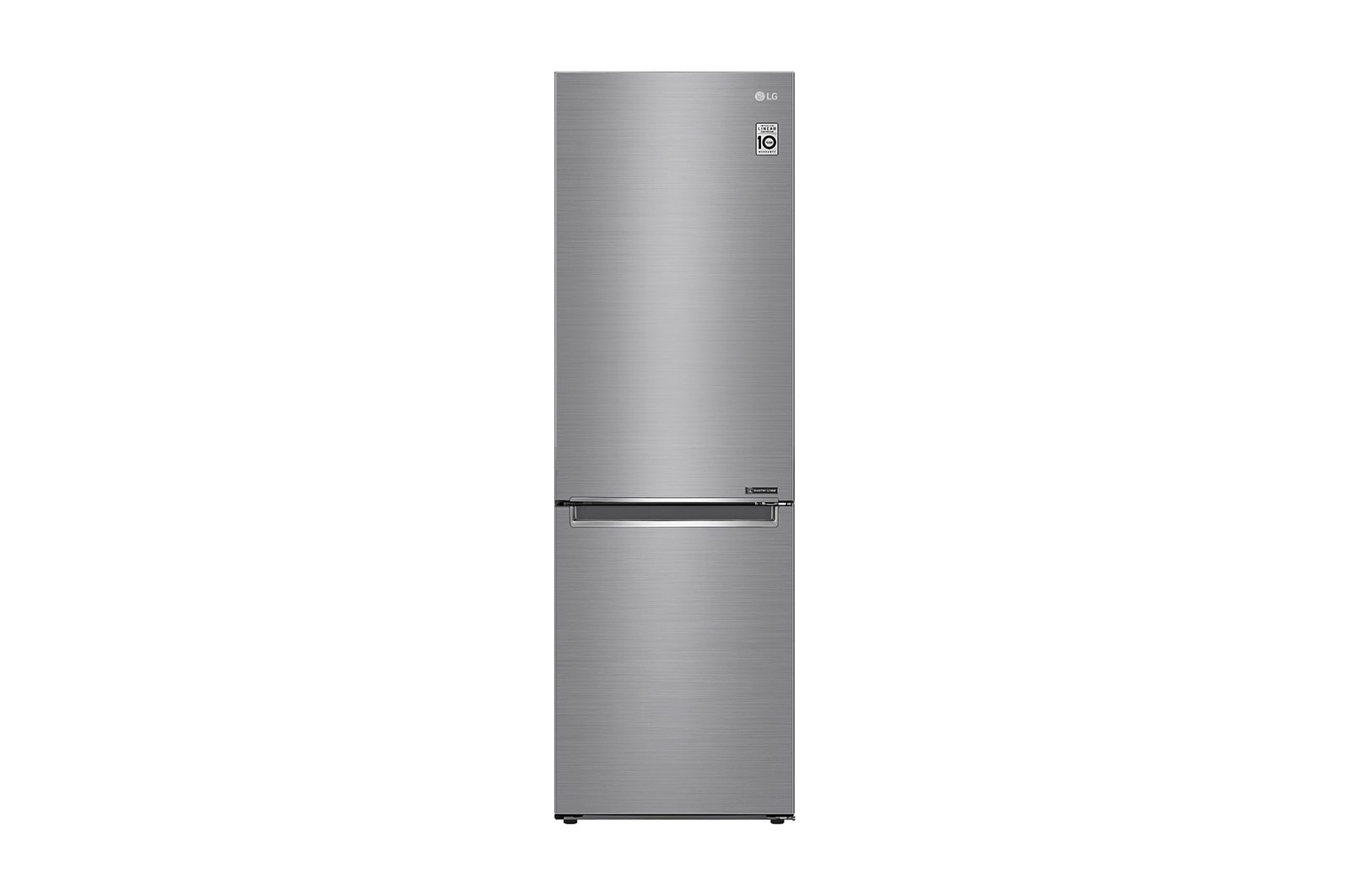 Čelní pohled na E | Hrubý objem 374 l | 254 kWh/rok | LG Lineární invertorový kompresor | LG Total No Frost | DoorCooling&#43;™ | Vnitřní LED displej | Smart Diagnosis™ GBB61PZJZN