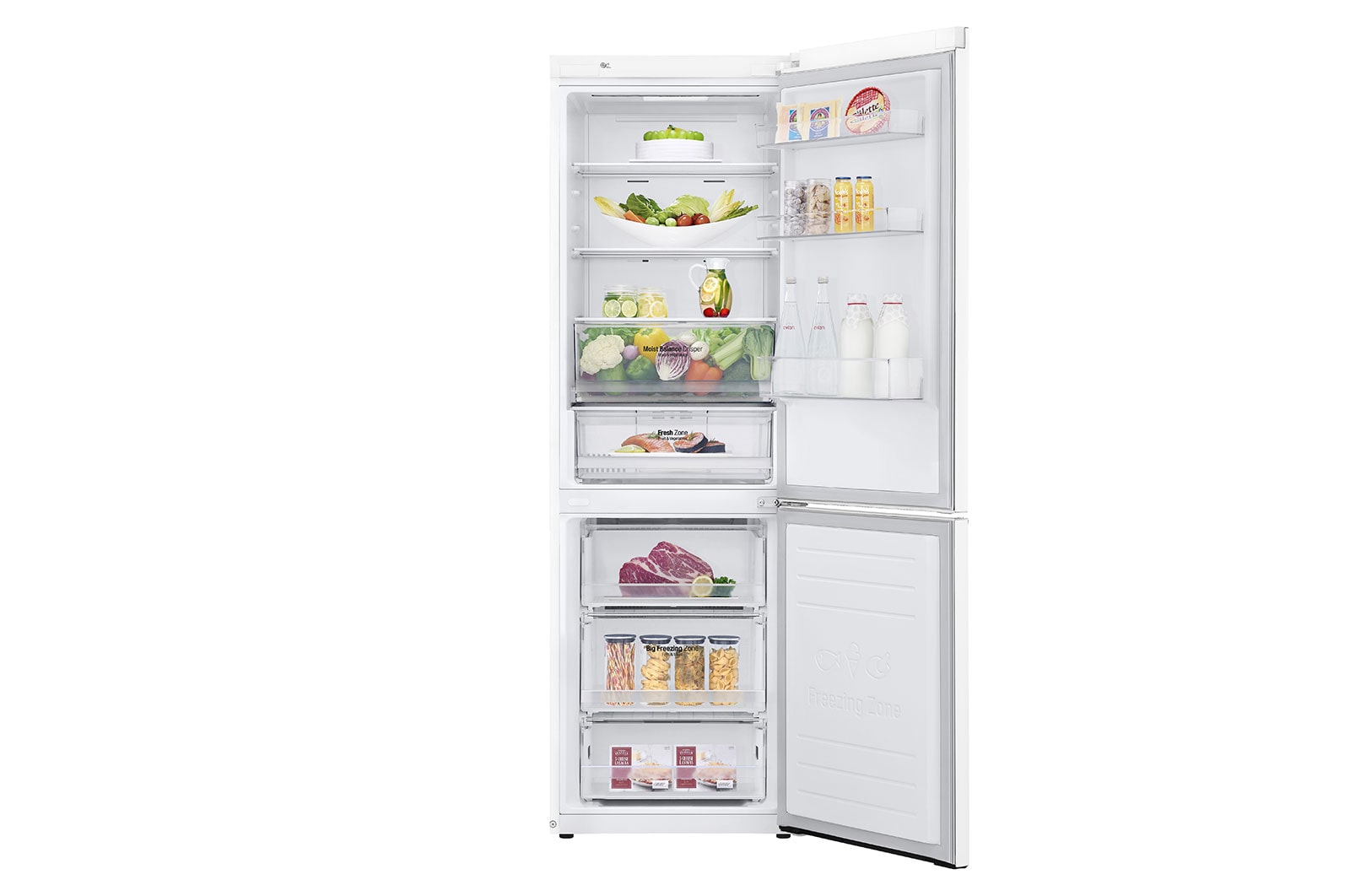 LG Kombinovaná chladnička LG | E | Hrubý objem 374 l | 253 kWh/rok | Smart invertorový kompresor | Total No Frost | DoorCooling+™ | Vnější LED displej | ThinQ™ + WiFi, GBB61SWHMN