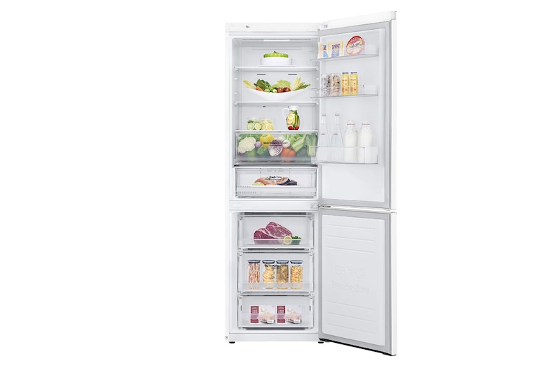 LG Kombinovaná chladnička LG | E | Hrubý objem 374 l | 253 kWh/rok | Smart invertorový kompresor | Total No Frost | DoorCooling+™ | Vnější LED displej | ThinQ™ + WiFi, GBB61SWHMN