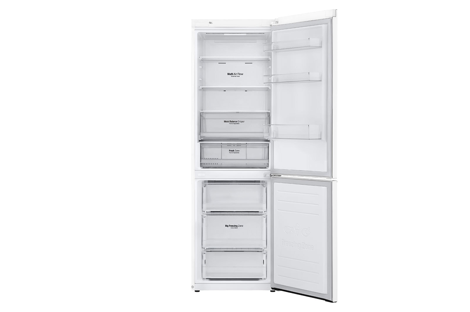 LG Kombinovaná chladnička LG | E | Hrubý objem 374 l | 253 kWh/rok | Smart invertorový kompresor | Total No Frost | DoorCooling+™ | Vnější LED displej | ThinQ™ + WiFi, GBB61SWHMN