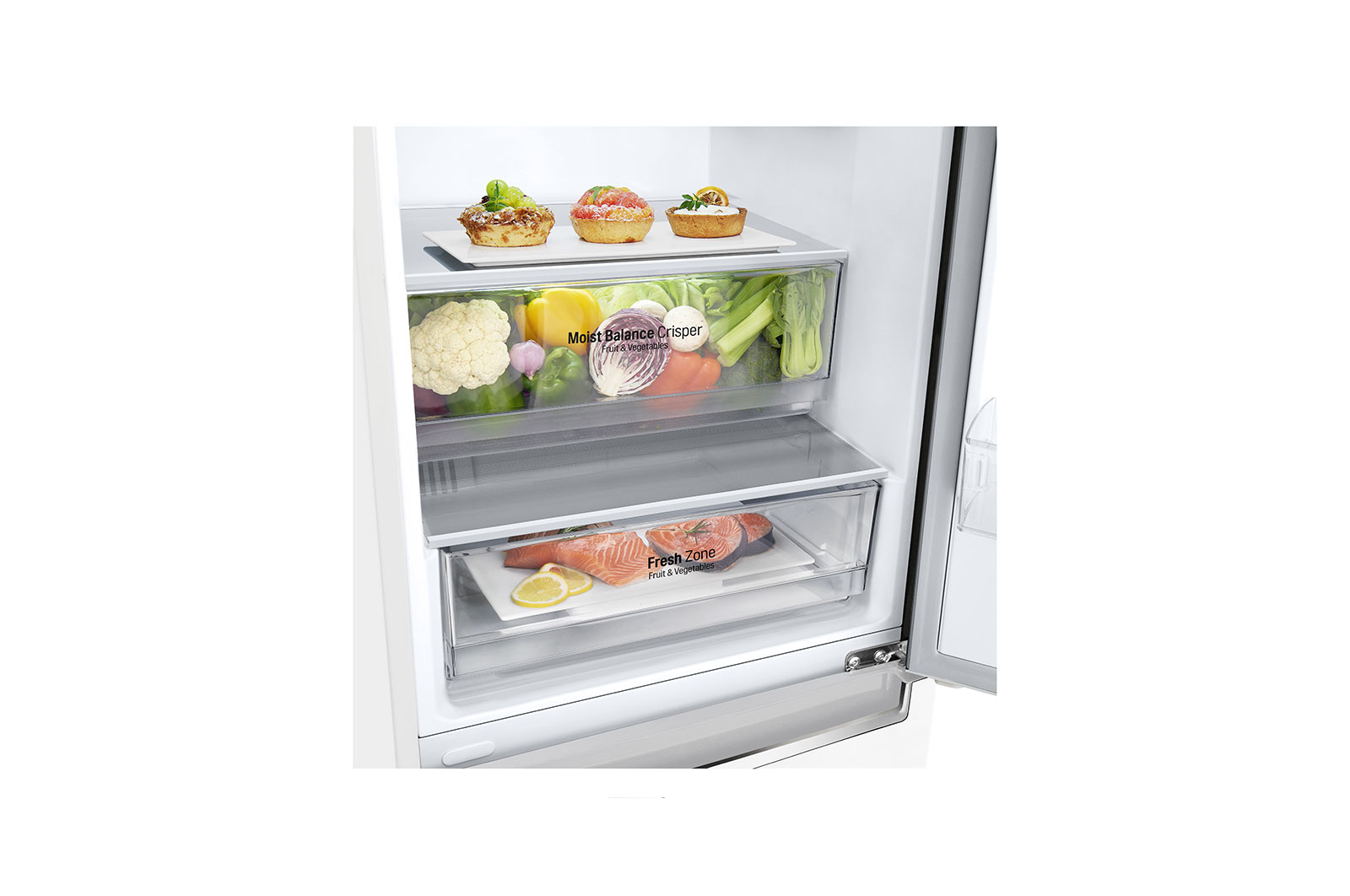 LG Kombinovaná chladnička LG | E | Hrubý objem 374 l | 253 kWh/rok | Smart invertorový kompresor | Total No Frost | DoorCooling+™ | Vnější LED displej | ThinQ™ + WiFi, GBB61SWHMN