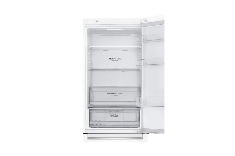 LG Kombinovaná chladnička LG | E | Hrubý objem 374 l | 253 kWh/rok | Smart invertorový kompresor | Total No Frost | DoorCooling+™ | Vnější LED displej | ThinQ™ + WiFi, GBB61SWHMN
