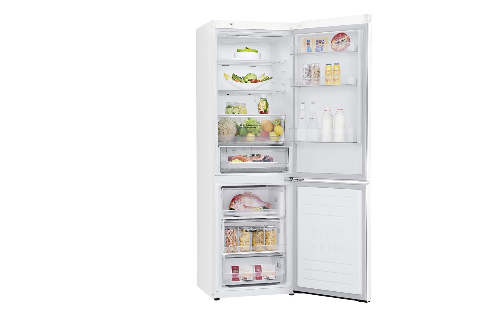 LG Kombinovaná chladnička LG | E | Hrubý objem 374 l | 253 kWh/rok | Smart invertorový kompresor | Total No Frost | DoorCooling+™ | Vnější LED displej | ThinQ™ + WiFi, GBB61SWHMN