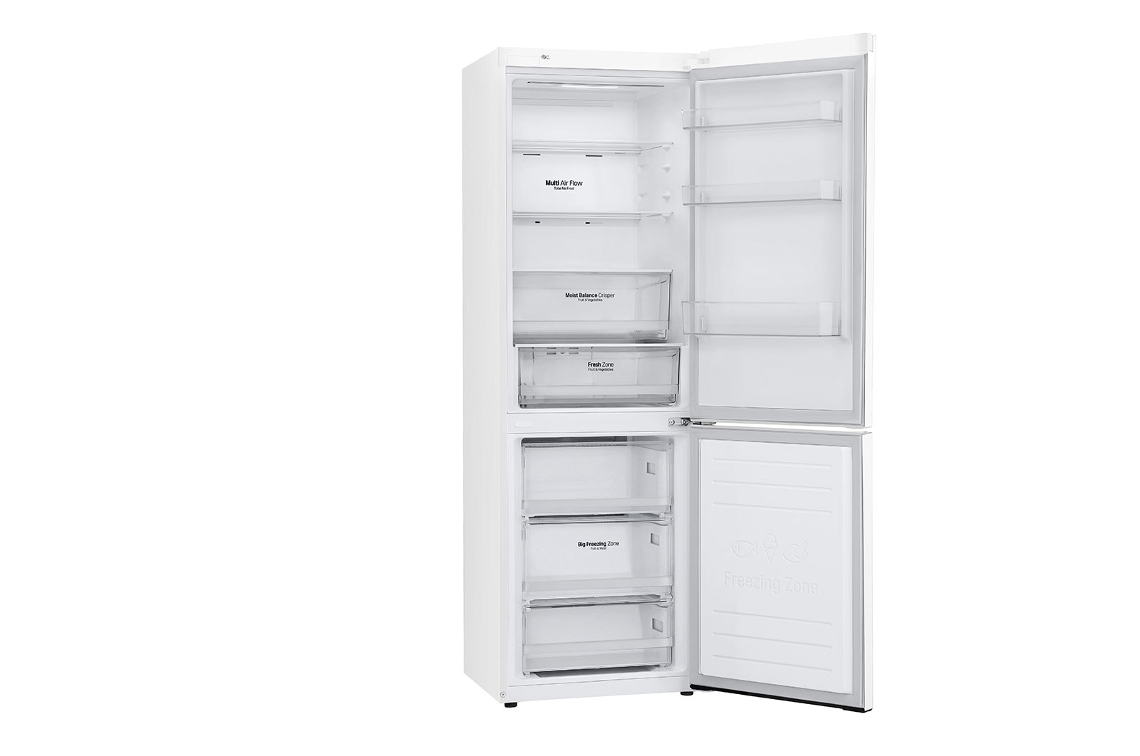 LG Kombinovaná chladnička LG | E | Hrubý objem 374 l | 253 kWh/rok | Smart invertorový kompresor | Total No Frost | DoorCooling+™ | Vnější LED displej | ThinQ™ + WiFi, GBB61SWHMN