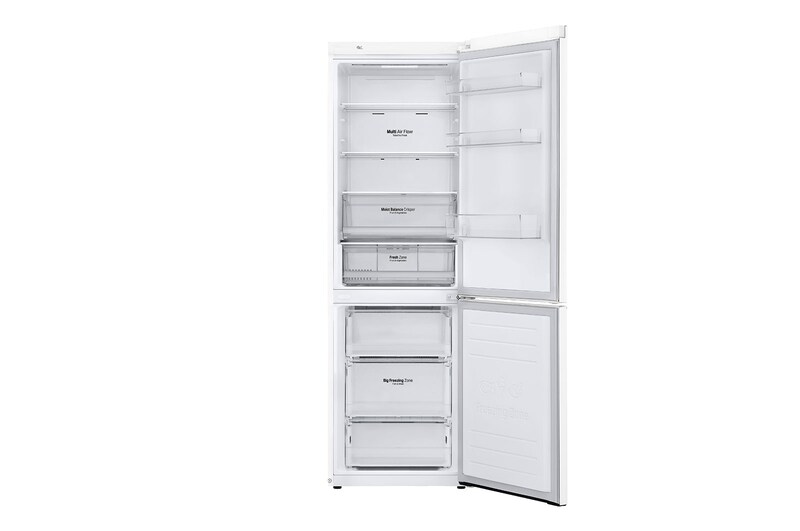 LG E | Hrubý objem 374 l | 254 kWh/rok | LG Lineární invertorový kompresor | LG Total No Frost | DoorCooling+™ | Vnější LED displej | ThinQ™ + WiFi, GBB61SWHZN