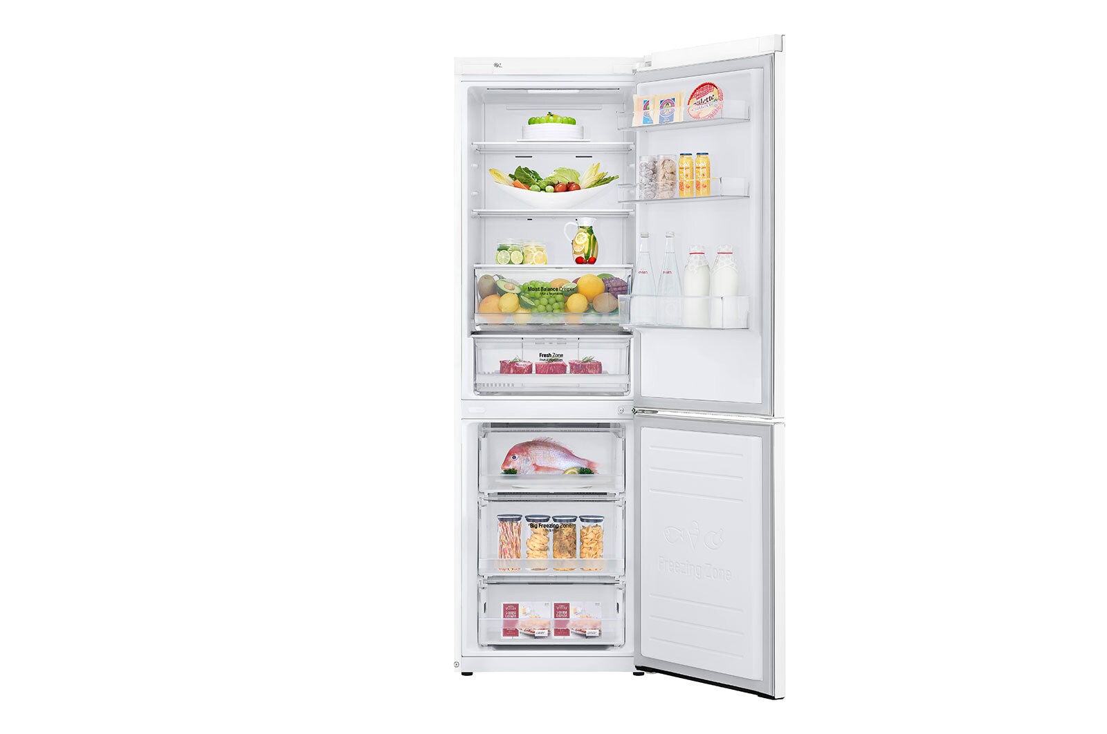 LG E | Hrubý objem 374 l | 254 kWh/rok | LG Lineární invertorový kompresor | LG Total No Frost | DoorCooling+™ | Vnější LED displej | ThinQ™ + WiFi, GBB61SWHZN
