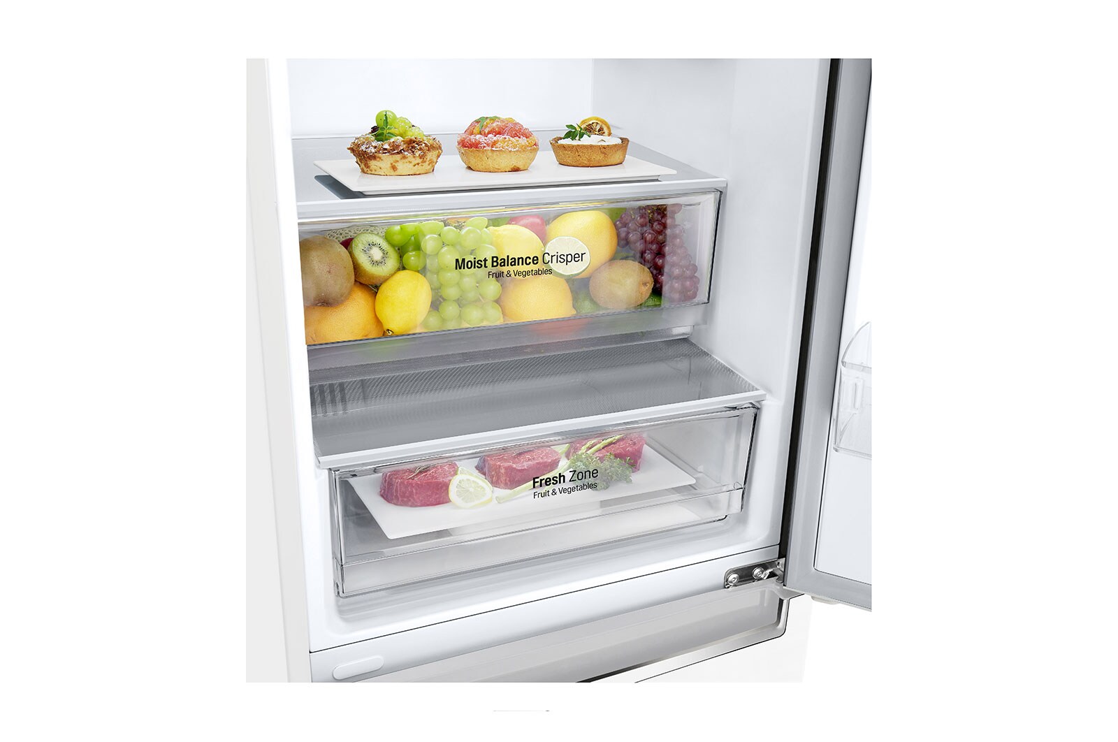 LG E | Hrubý objem 374 l | 254 kWh/rok | LG Lineární invertorový kompresor | LG Total No Frost | DoorCooling+™ | Vnější LED displej | ThinQ™ + WiFi, GBB61SWHZN