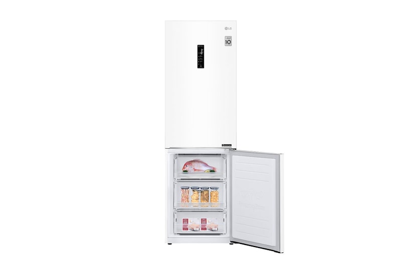 LG E | Hrubý objem 374 l | 254 kWh/rok | LG Lineární invertorový kompresor | LG Total No Frost | DoorCooling+™ | Vnější LED displej | ThinQ™ + WiFi, GBB61SWHZN