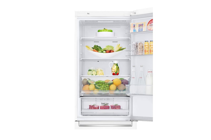 LG E | Hrubý objem 374 l | 254 kWh/rok | LG Lineární invertorový kompresor | LG Total No Frost | DoorCooling+™ | Vnější LED displej | ThinQ™ + WiFi, GBB61SWHZN