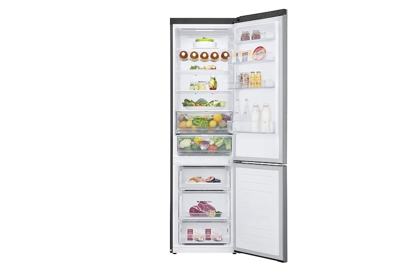 LG Kombinovaná chladnička LG | D | Hrubý objem 419 l | 215 kWh/rok | Lineární invertorový kompresor | Total No Frost | DoorCooling+™ | Vnější LED displej | ThinQ™ + WiFi , GBB62PZFFN