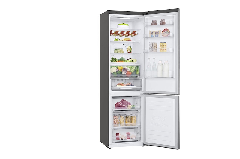 LG Kombinovaná chladnička LG | D | Hrubý objem 419 l | 215 kWh/rok | Lineární invertorový kompresor | Total No Frost | DoorCooling+™ | Vnější LED displej | ThinQ™ + WiFi , GBB62PZFFN