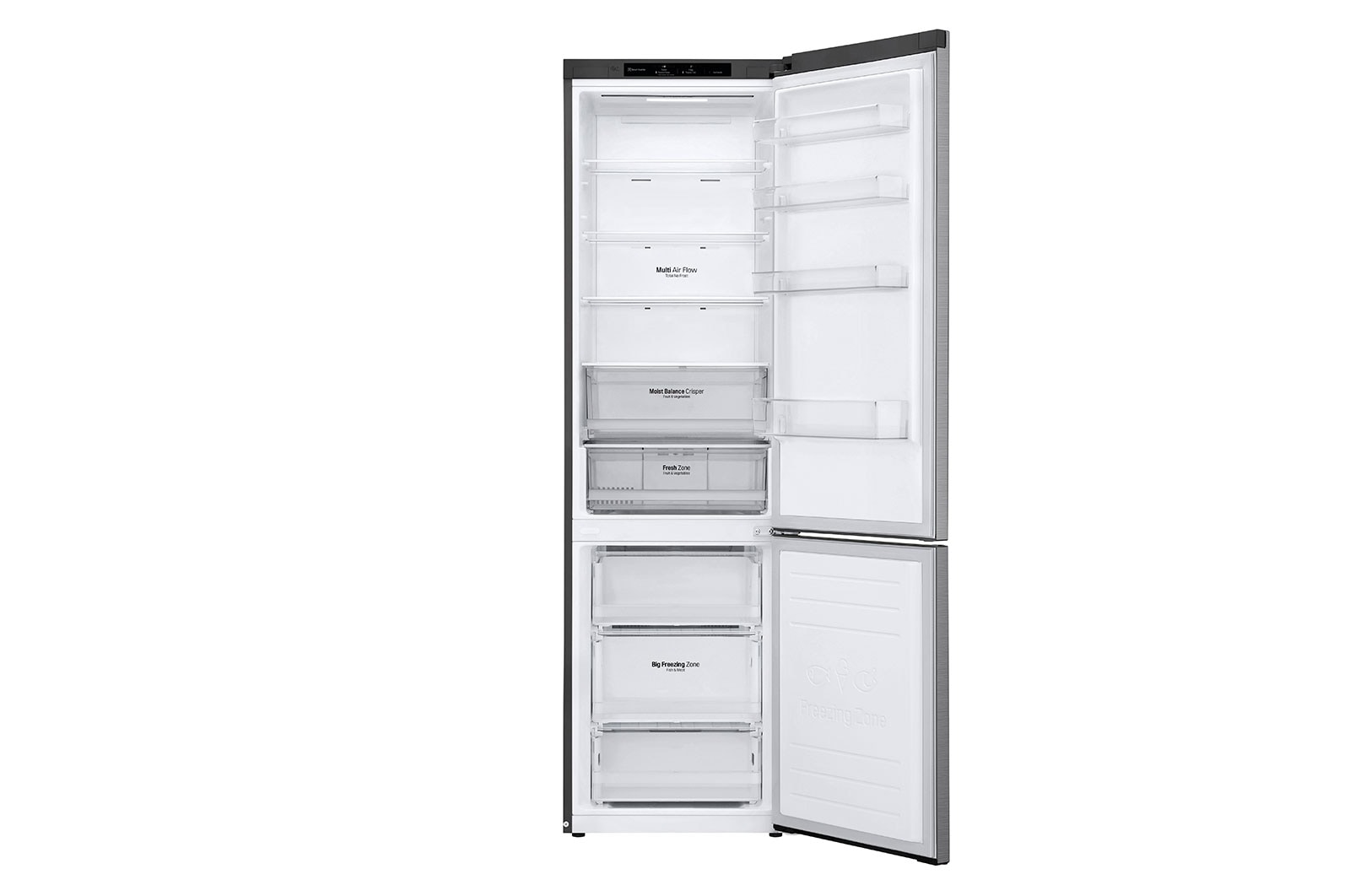 LG ﻿Kombinovaná chladnička | E | Hrubý objem 419 l | 257 kWh/rok | LG Smart invertorový kompresor | LG Total No Frost | DoorCooling+™ | Smart Diagnosis™, GBB62PZJMN