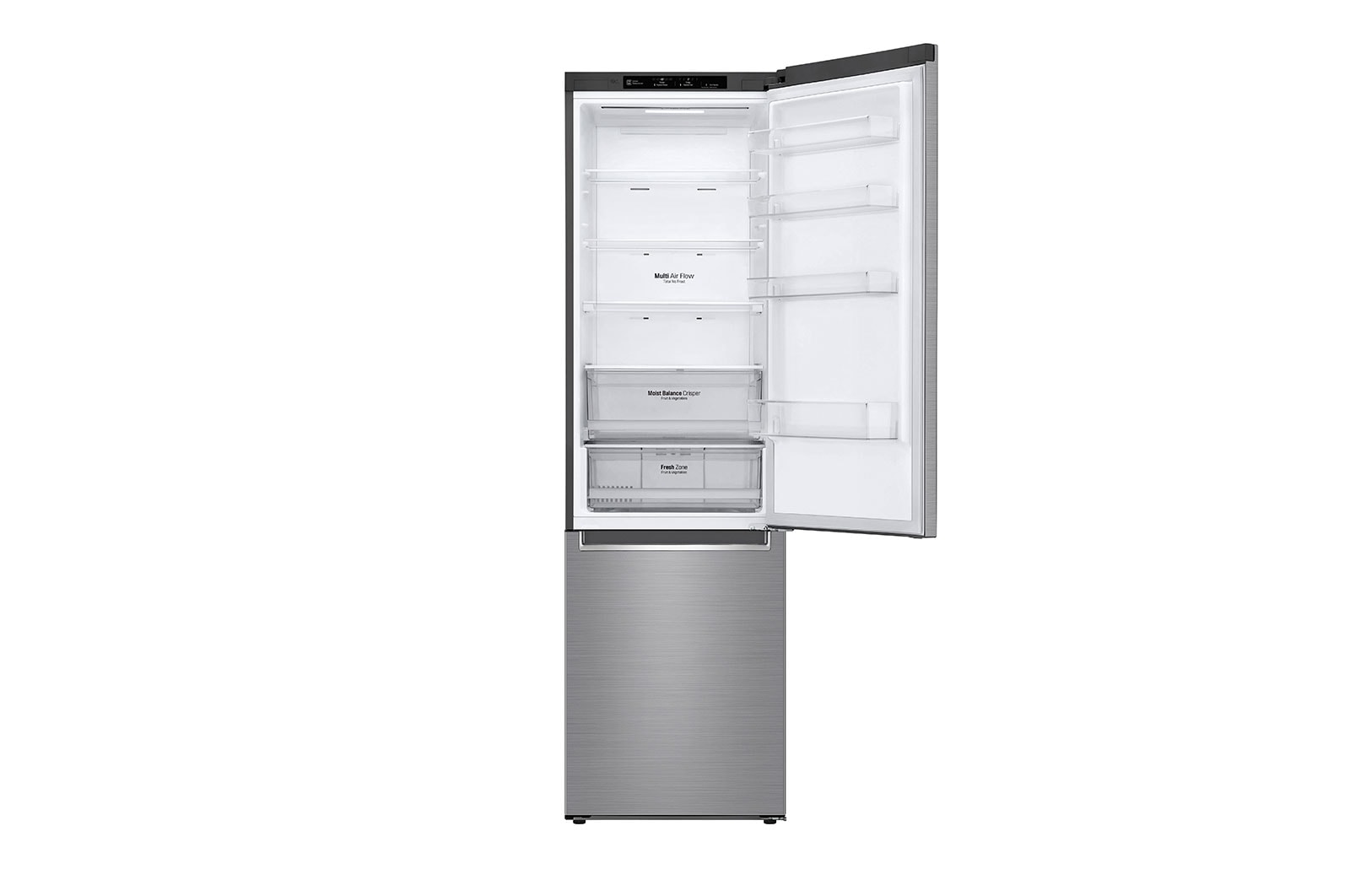 LG E | Hrubý objem 419 l | 268 kWh/rok | LG Lineární invertorový kompresor | LG Total No Frost | DoorCooling+™ | Vnitřní LED displej | Smart Diagnosis™, GBB62PZJZN