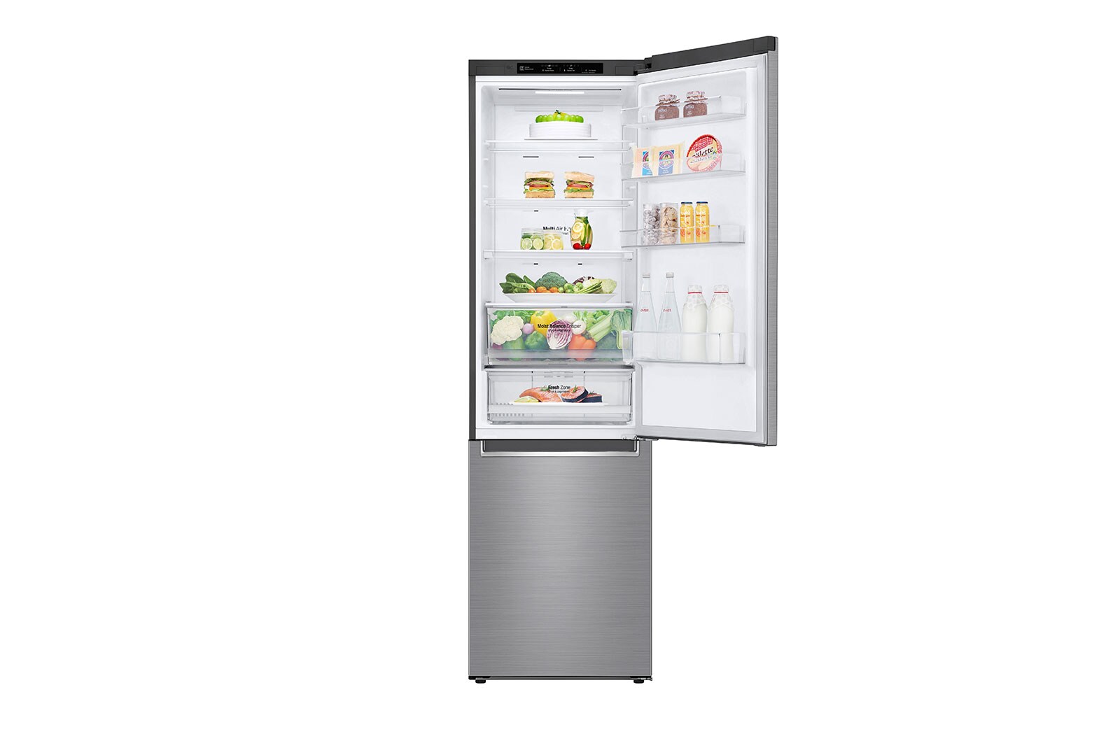 LG E | Hrubý objem 419 l | 268 kWh/rok | LG Lineární invertorový kompresor | LG Total No Frost | DoorCooling+™ | Vnitřní LED displej | Smart Diagnosis™, GBB62PZJZN