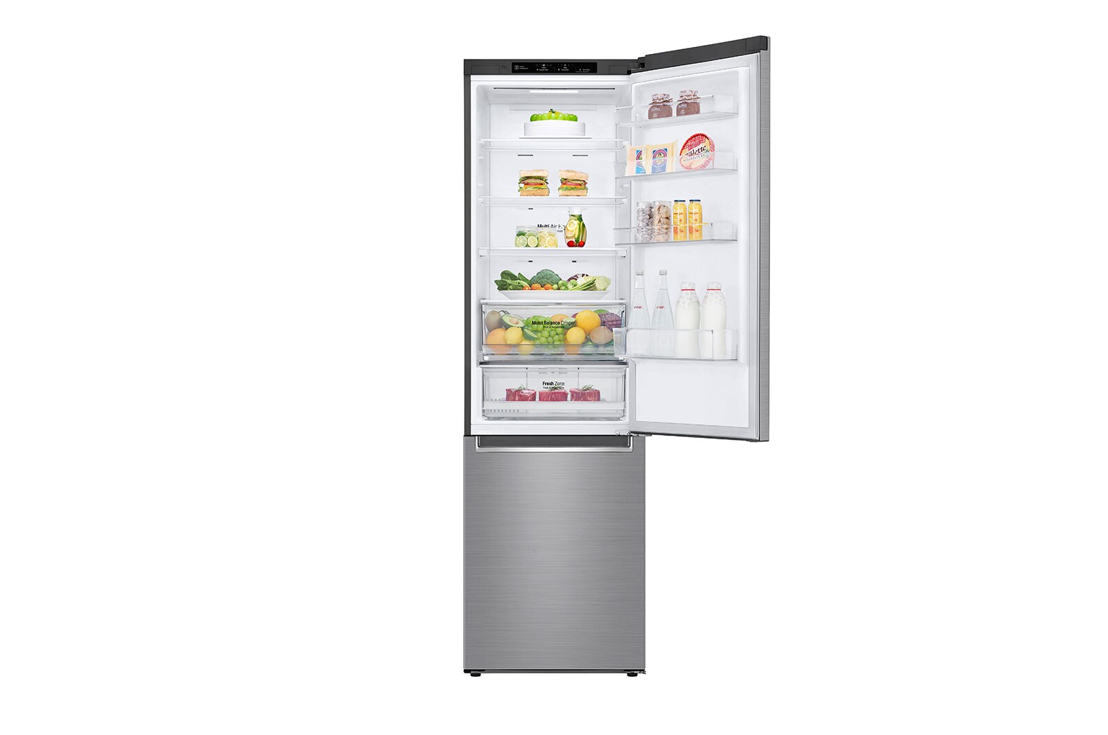 LG E | Hrubý objem 419 l | 268 kWh/rok | LG Lineární invertorový kompresor | LG Total No Frost | DoorCooling+™ | Vnitřní LED displej | Smart Diagnosis™, GBB62PZJZN