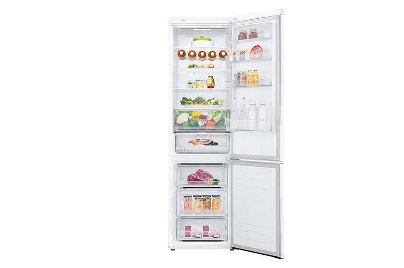 LG Kombinovaná chladnička LG | D | Hrubý objem 419 l | 215 kWh/rok | Lineární invertorový kompresor | Total No Frost™ | DoorCooling+™ | Vnější LED displej | ThinQ™ + WiFi, GBB62SWFFN
