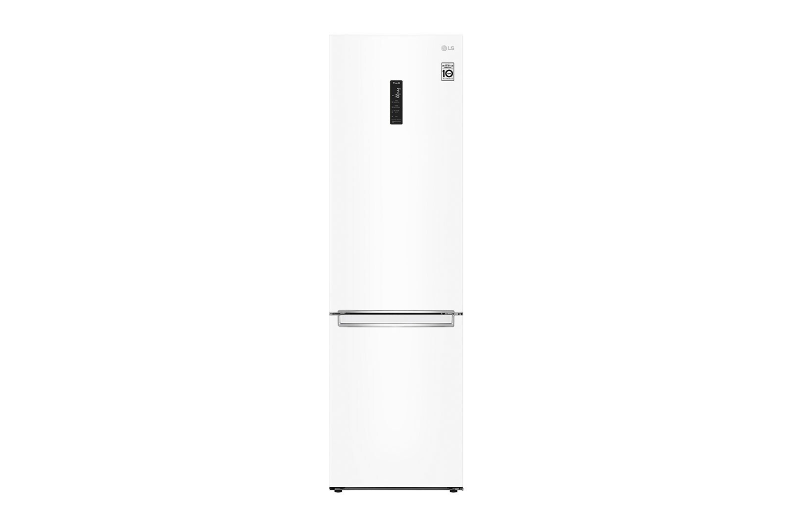 Pohled zepředu na 384L ThinQ+WiFi DoorCooling+™ Kombinovaná chladnička, Bílá GBB62SWFGN