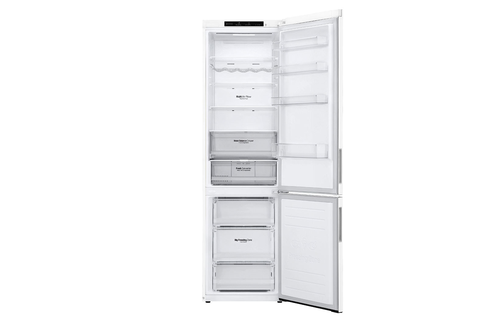 LG ﻿Kombinovaná chladnička | C | Hrubý objem 419 l | 172 kWh/rok | LG Lineární invertorový kompresor | LG Total No Frost | DoorCooling+™ | Vnitřní LED displej | Smart Diagnosis™, GBB62SWGCC