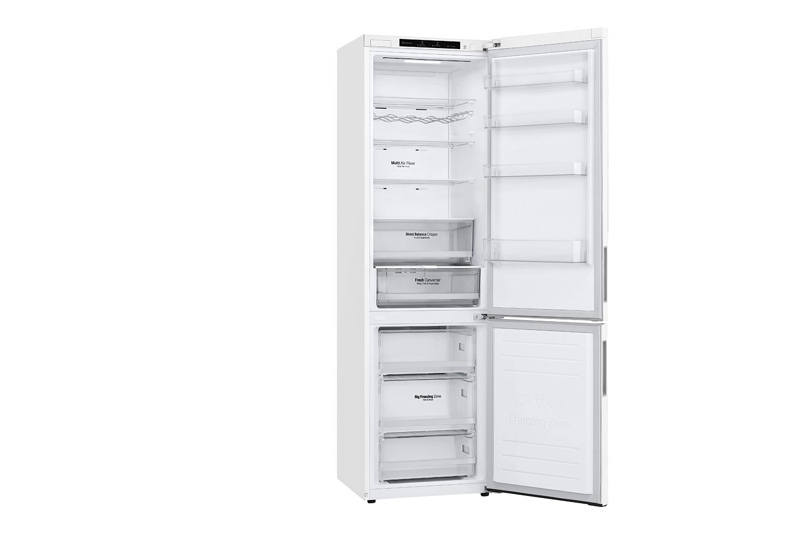 LG ﻿Kombinovaná chladnička | C | Hrubý objem 419 l | 172 kWh/rok | LG Lineární invertorový kompresor | LG Total No Frost | DoorCooling+™ | Vnitřní LED displej | Smart Diagnosis™, GBB62SWGCC