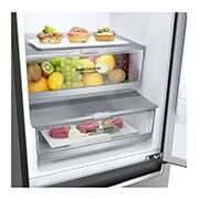 LG E | Hrubý objem 374 l | 273 kWh/rok | LG Lineární invertorový kompresor | LG Total No Frost | DoorCooling+™ | Vnější LED displej | ThinQ™ + WiFi, GBB71PZDZN