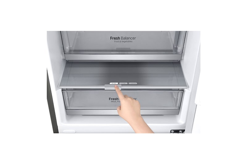 LG E | Hrubý objem 374 l | 273 kWh/rok | LG Lineární invertorový kompresor | LG Total No Frost | DoorCooling+™ | Vnější LED displej | ThinQ™ + WiFi, GBB71PZDZN