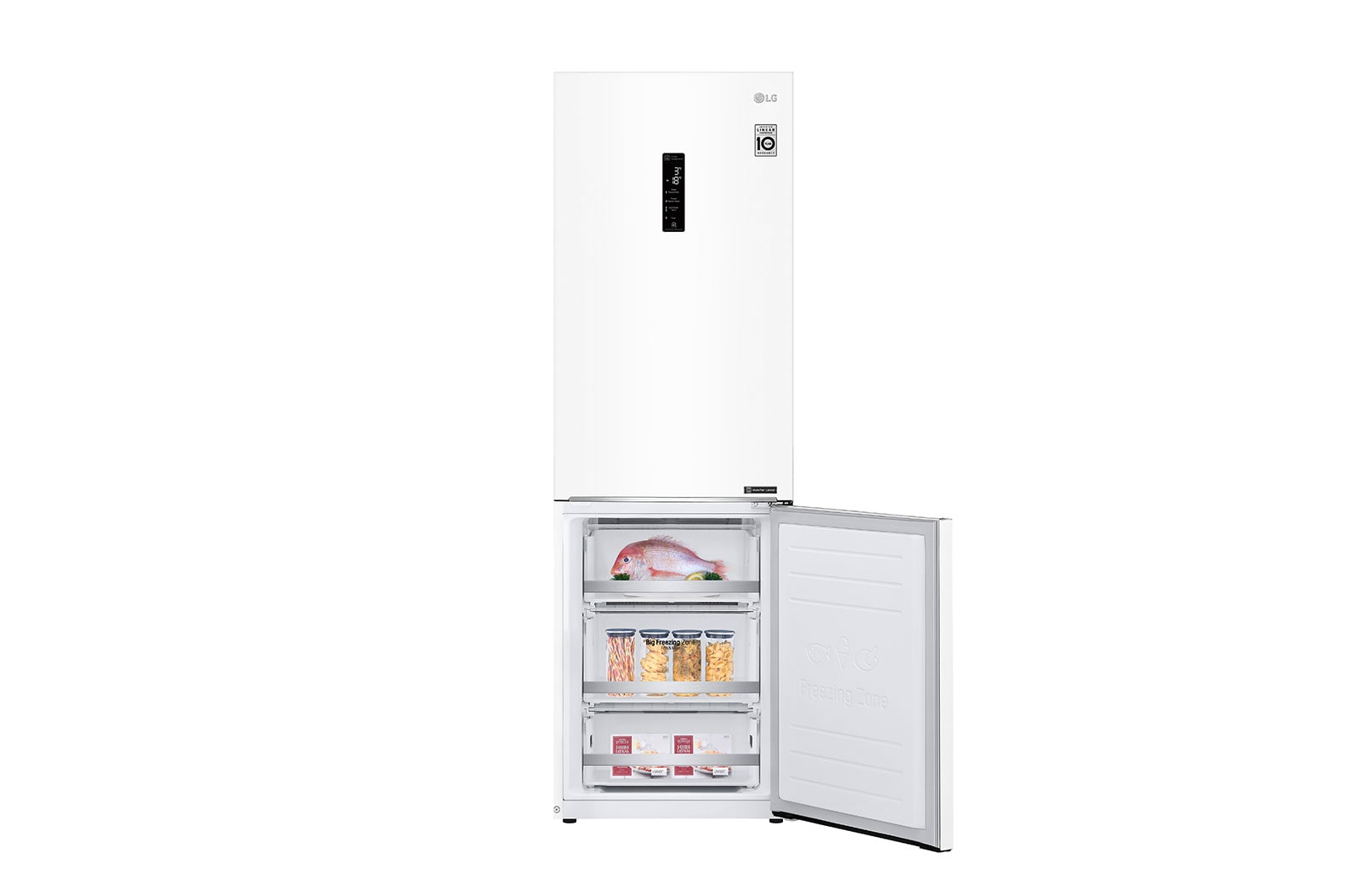 LG E | Hrubý objem 374 l | 273 kWh/rok | LG Lineární invertorový kompresor | LG Total No Frost | DoorCooling+™ | Vnější LED displej | ThinQ™ + WiFi, GBB71SWDZN