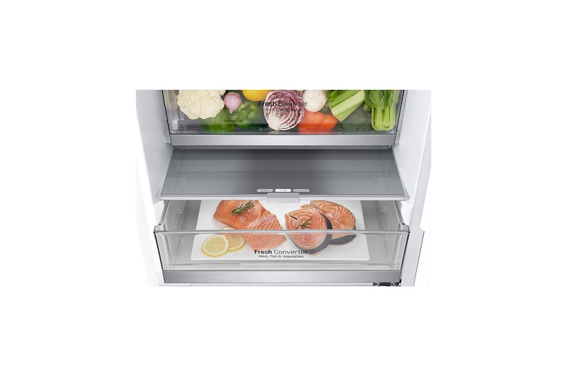 LG E | Hrubý objem 374 l | 273 kWh/rok | LG Lineární invertorový kompresor | LG Total No Frost | DoorCooling+™ | Vnější LED displej | ThinQ™ + WiFi, GBB71SWDZN