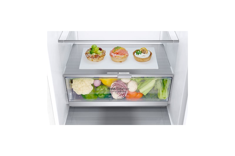 LG E | Hrubý objem 374 l | 273 kWh/rok | LG Lineární invertorový kompresor | LG Total No Frost | DoorCooling+™ | Vnější LED displej | ThinQ™ + WiFi, GBB71SWDZN