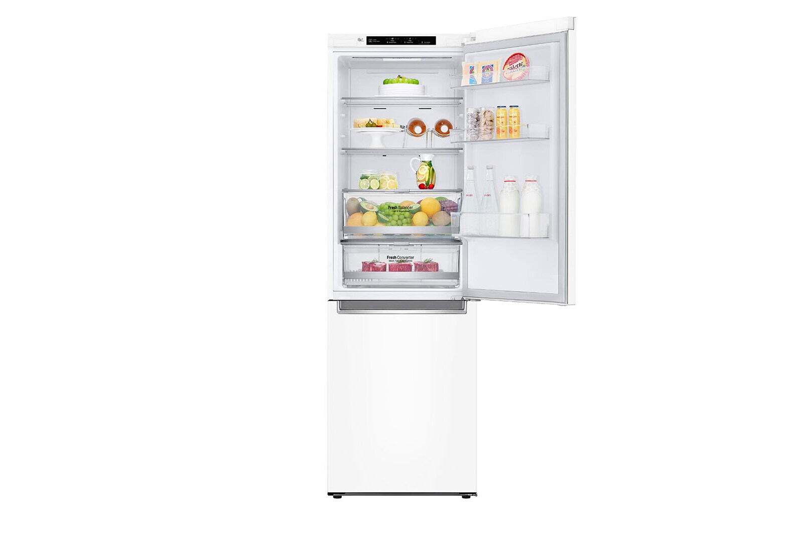 LG ﻿Kombinovaná chladnička | D | Hrubý objem 374 l | 214 kWh/rok | LG Lineární invertorový kompresor | LG Total No Frost | DoorCooling+™ | Vnitřní LED displej | Smart Diagnosis™, GBB71SWEFN