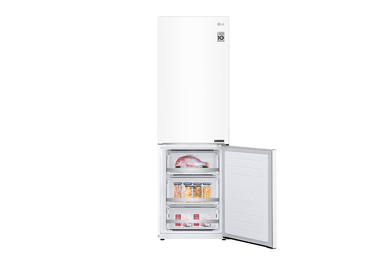 LG ﻿Kombinovaná chladnička | D | Hrubý objem 374 l | 214 kWh/rok | LG Lineární invertorový kompresor | LG Total No Frost | DoorCooling+™ | Vnitřní LED displej | Smart Diagnosis™, GBB71SWEFN
