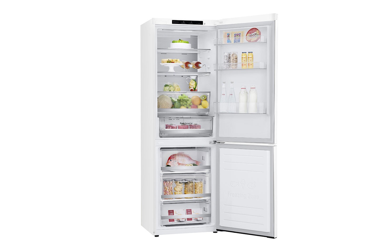 LG Kombinovaná chladnička LG | C (v rozsahu A až G) | Hrubý objem 374 l | 171 kWh/rok | Lineární kompresor | Total no frost™ | Door cooling+™ | Fresh Balancer, GBB71SWVCN