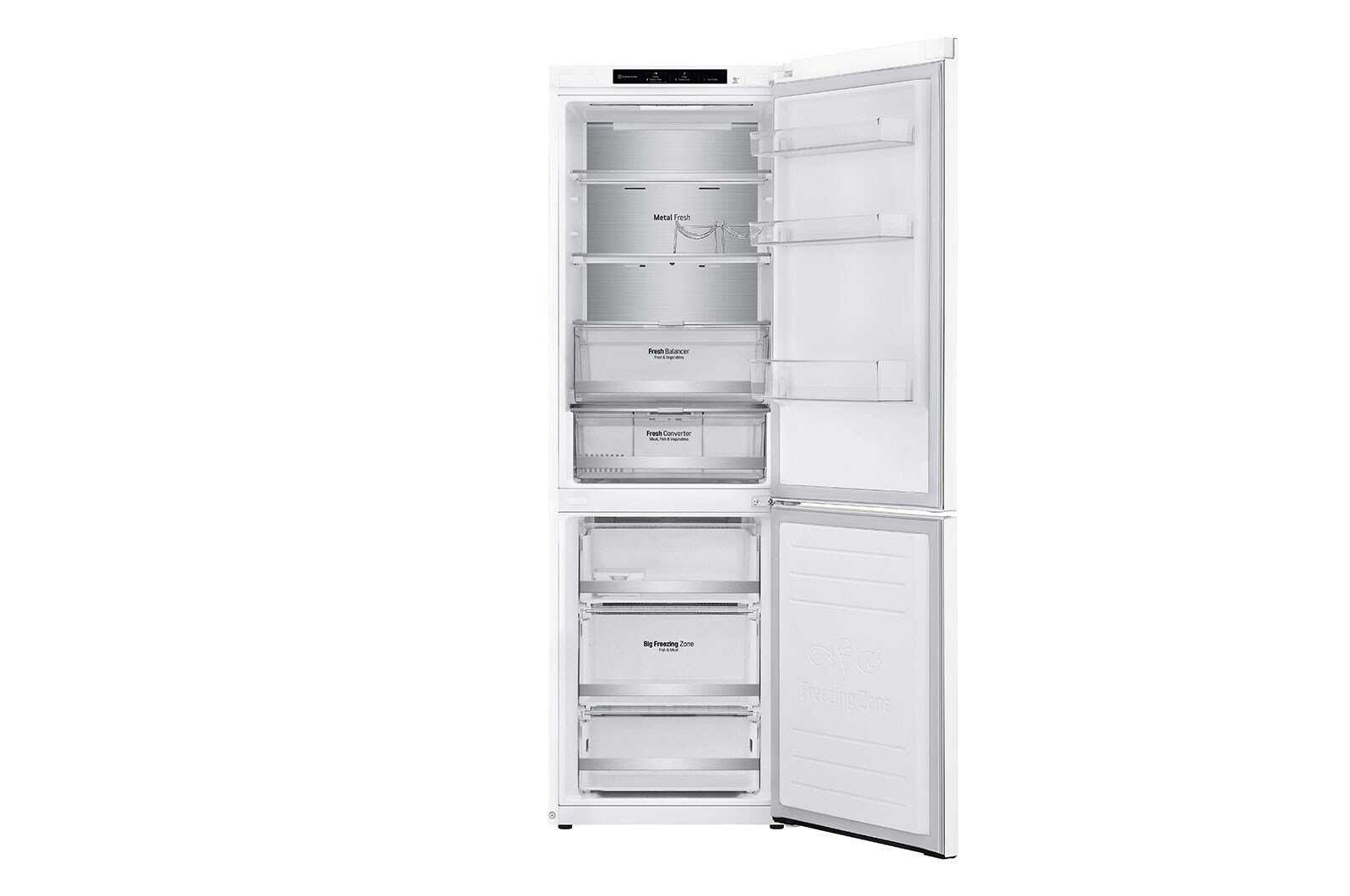 LG Kombinovaná chladnička LG | C (v rozsahu A až G) | Hrubý objem 374 l | 171 kWh/rok | Lineární kompresor | Total no frost™ | Door cooling+™ | Fresh Balancer, GBB71SWVCN