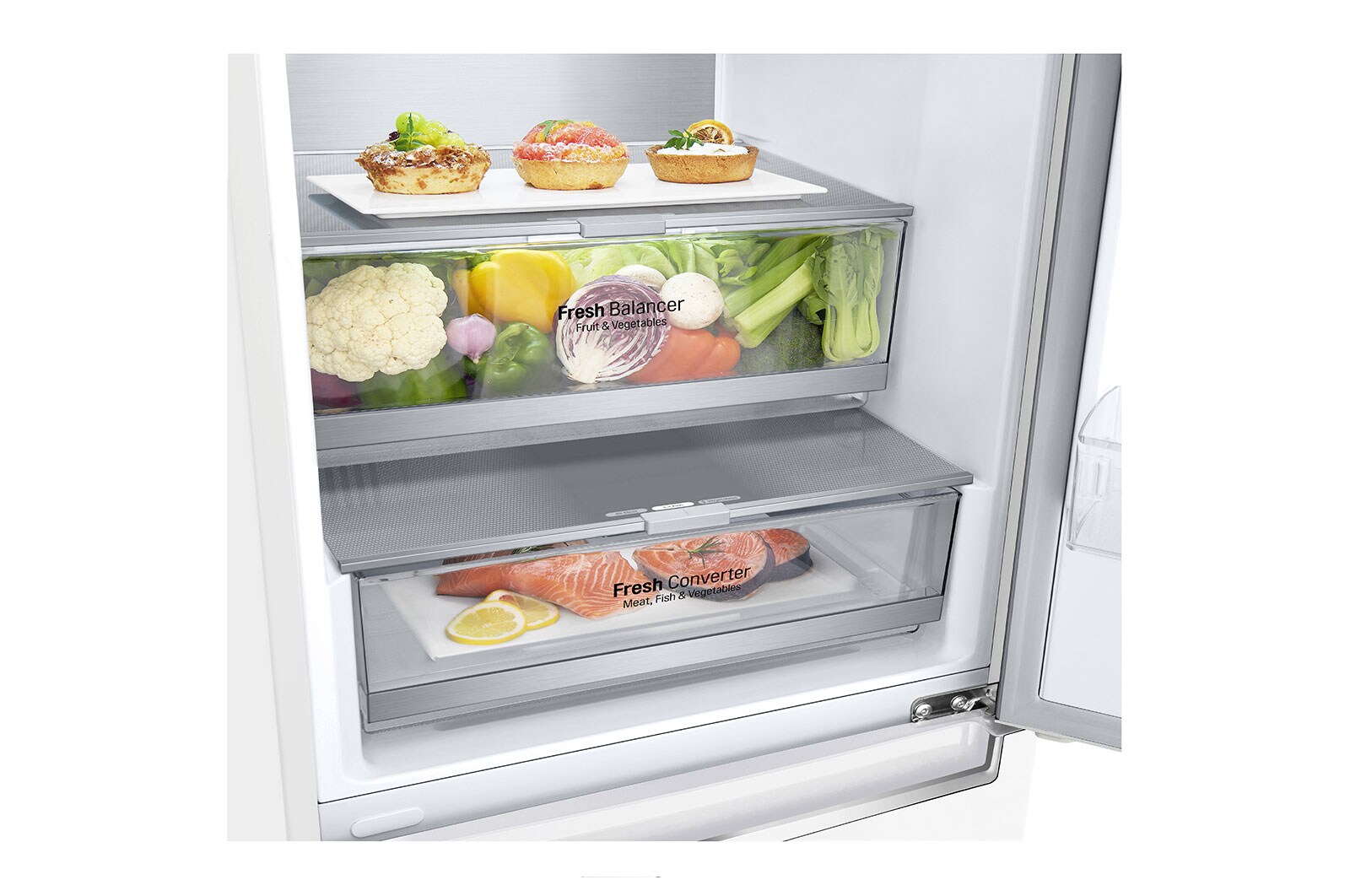 LG Kombinovaná chladnička LG | C (v rozsahu A až G) | Hrubý objem 374 l | 171 kWh/rok | Lineární kompresor | Total no frost™ | Door cooling+™ | Fresh Balancer, GBB71SWVCN