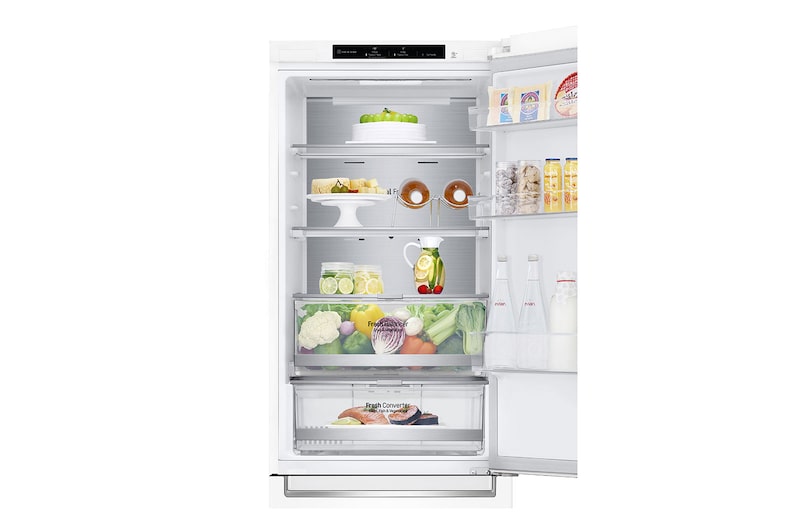 LG Kombinovaná chladnička LG | C (v rozsahu A až G) | Hrubý objem 374 l | 171 kWh/rok | Lineární kompresor | Total no frost™ | Door cooling+™ | Fresh Balancer, GBB71SWVCN