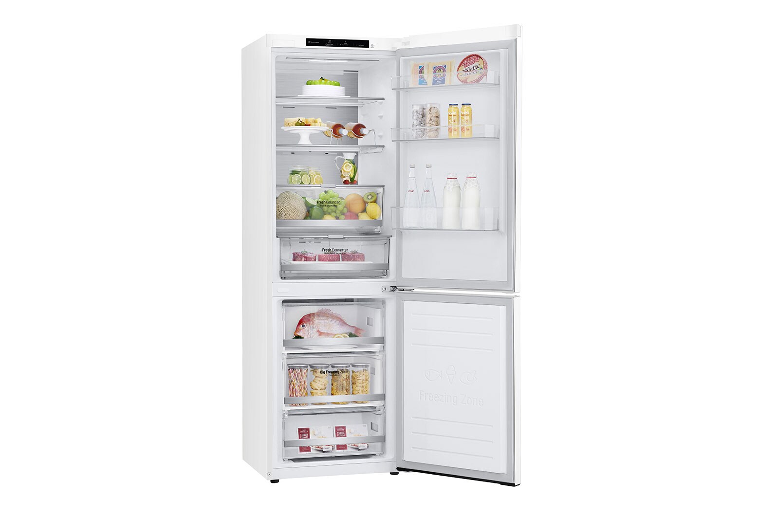 LG ﻿Kombinovaná chladnička LG | D | Smart invertorový kompresor | DoorCooling+™, GBB71SWVGN