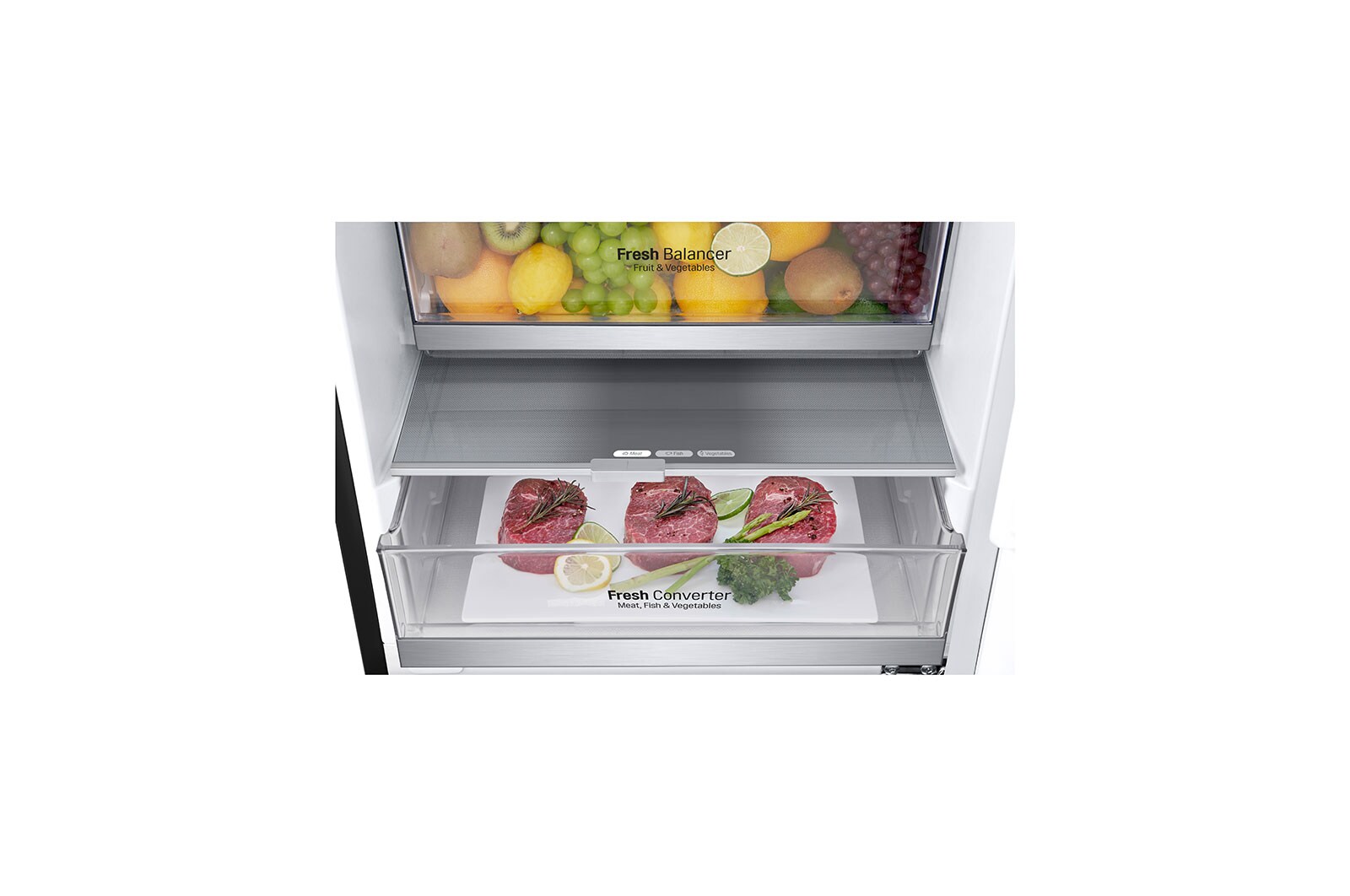 LG ﻿Kombinovaná chladnička | D | Hrubý objem 419 l | 215 kWh/rok | LG Smart invertorový kompresor | Multi-Air Flow™ | WiFi + Smart Diagnosis™ | DoorCooling+™, GBB72MCUGN