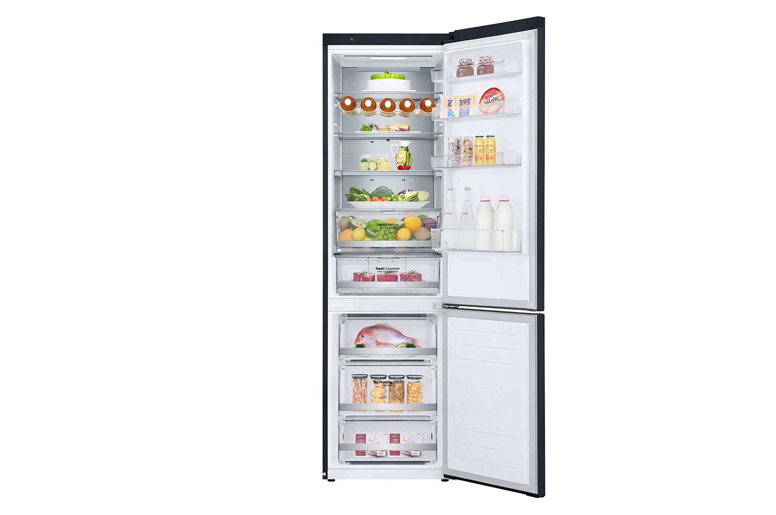 LG ﻿Kombinovaná chladnička | D | Hrubý objem 419 l |215 kWh/rok | LG Lineární invertorový kompresor | Multi-Air Flow™ | WiFi + Smart Diagnosis™ | DoorCooling+™, GBB72MCUFN