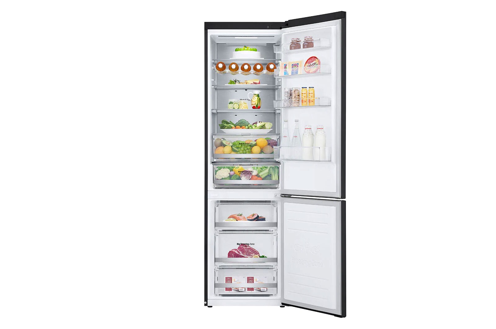 LG ﻿Kombinovaná chladnička | D | Hrubý objem 419 l | 215 kWh/rok | LG Smart invertorový kompresor | Multi-Air Flow™ | WiFi + Smart Diagnosis™ | DoorCooling+™, GBB72MCUGN