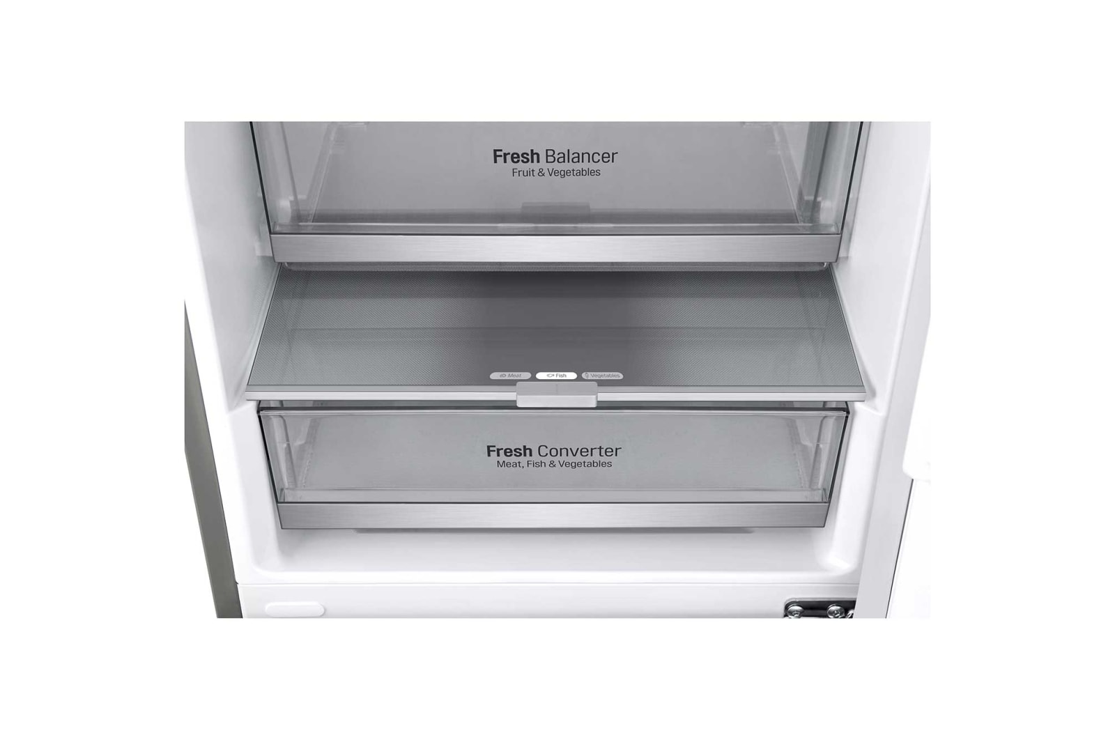 LG ﻿Kombinovaná chladnička | C (v rozsahu A až G) | Hrubý objem 419 l | 172 kWh/rok | LG Lineární kompresor | Multi Air Flow | LG ThinQ + WiFi | Door cooling  | Metal Fresh, GBB72NSUCN