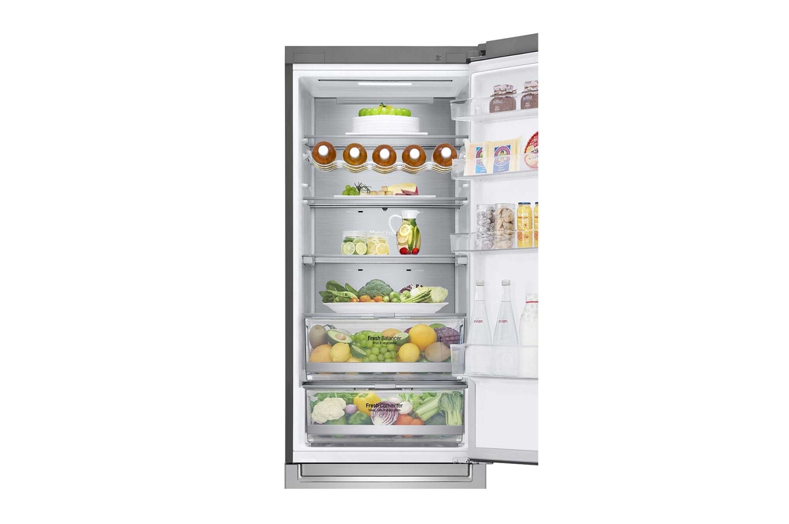 LG ﻿Kombinovaná chladnička | C (v rozsahu A až G) | Hrubý objem 419 l | 172 kWh/rok | LG Lineární kompresor | Multi Air Flow | LG ThinQ + WiFi | Door cooling  | Metal Fresh, GBB72NSUCN