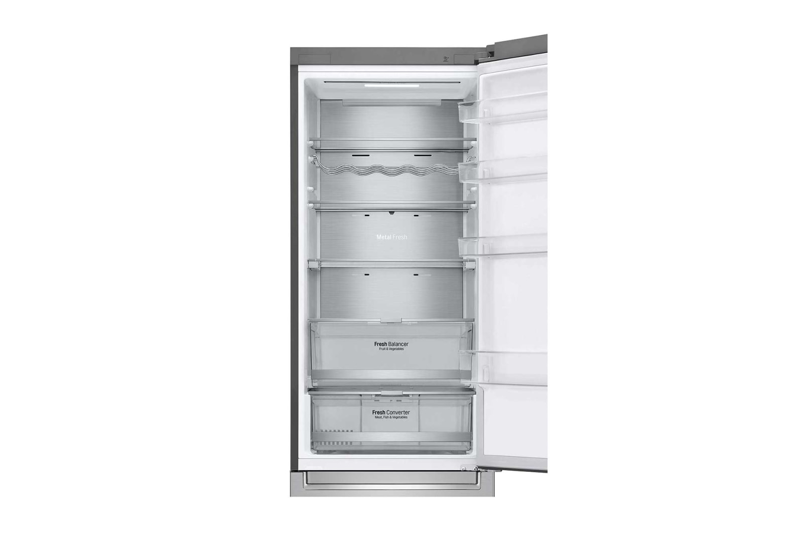 LG ﻿Kombinovaná chladnička | C (v rozsahu A až G) | Hrubý objem 419 l | 172 kWh/rok | LG Lineární kompresor | Multi Air Flow | LG ThinQ + WiFi | Door cooling  | Metal Fresh, GBB72NSUCN