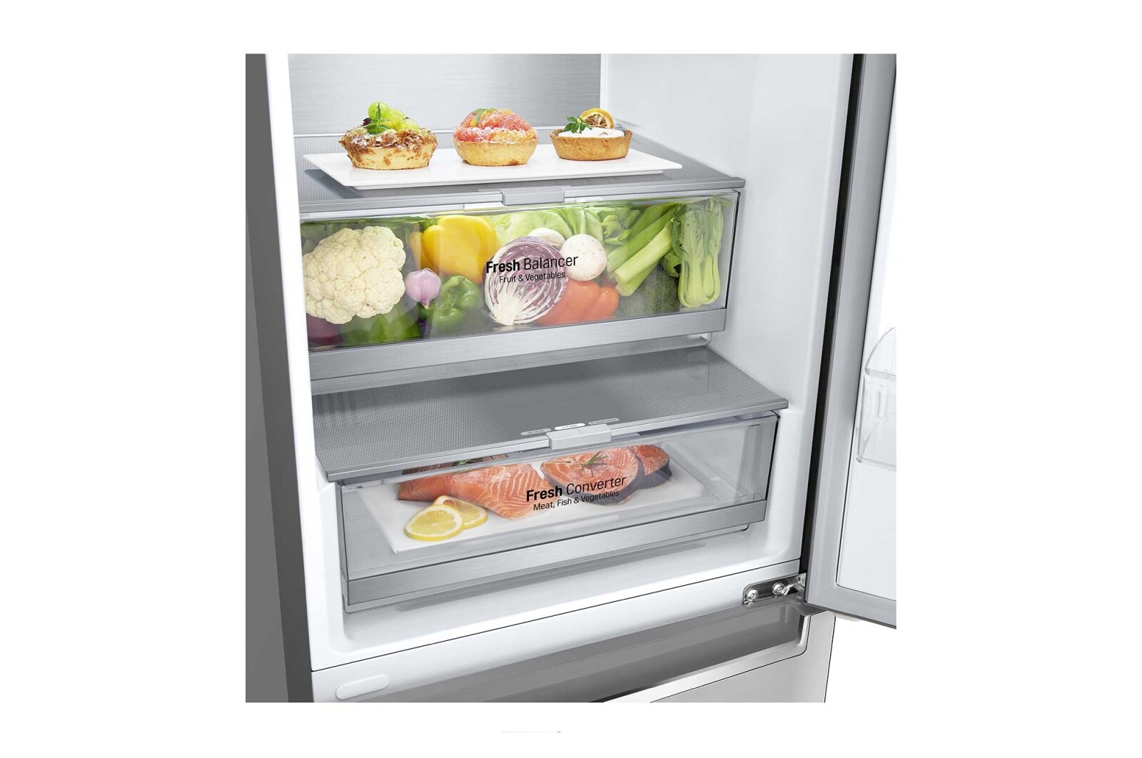 LG ﻿Kombinovaná chladnička | C (v rozsahu A až G) | Hrubý objem 419 l | 172 kWh/rok | LG Lineární kompresor | Multi Air Flow | Smart Diagnosis™ | Door cooling | Metal Fresh, GBB72NSVCN