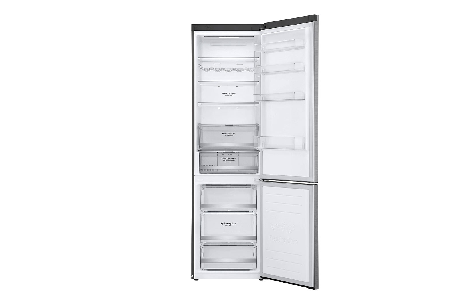 LG E | Hrubý objem 419 l | 288 kWh/rok | LG Lineární invertorový kompresor | LG Total No Frost | DoorCooling+™ | Vnější LED displej | ThinQ™ + WiFi, GBB72PZDZN