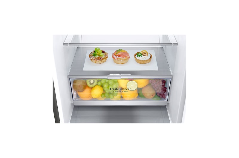 LG E | Hrubý objem 419 l | 288 kWh/rok | LG Lineární invertorový kompresor | LG Total No Frost | DoorCooling+™ | Vnější LED displej | ThinQ™ + WiFi, GBB72PZDZN